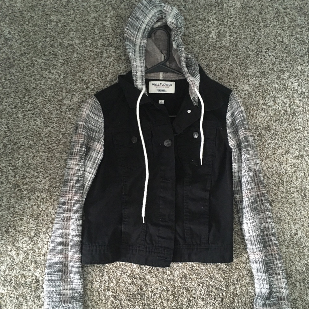 Black Denim Jacket with sleeves and hood